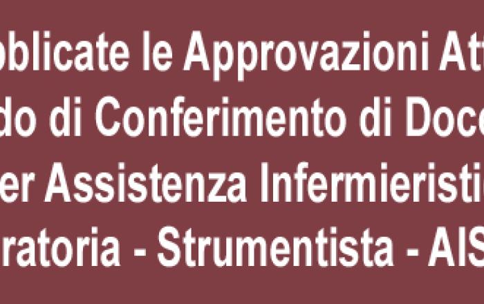 Pubblicate le Approvazioni Atti al Bando di Conferimento di Docenza Master Assistenza Infermieristica in Sala Operatoria - Strumentista - AISOS/2024