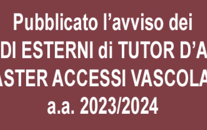 Bando esterno tutor d'aula Master Accessi Vascolari a.a. 2023-24