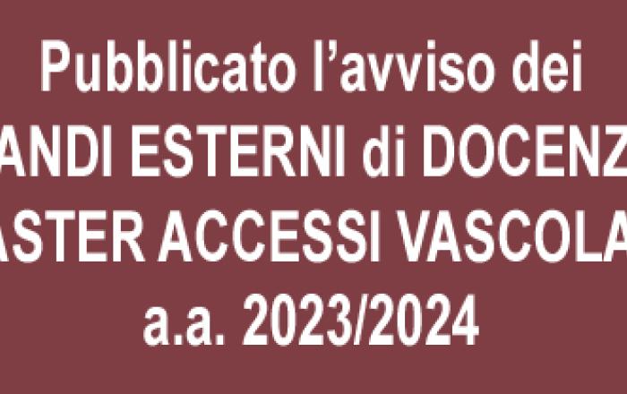 notizia bando esterno Docenza Master Accessi Vascolari a.a. 2023-24