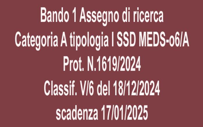 BANDO 1 ASSEGNO DI RICERCA