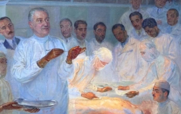 quadro "La scuola romana di chirurgia del Prof. Alessandri" opera di Roberto Fantuzzi
